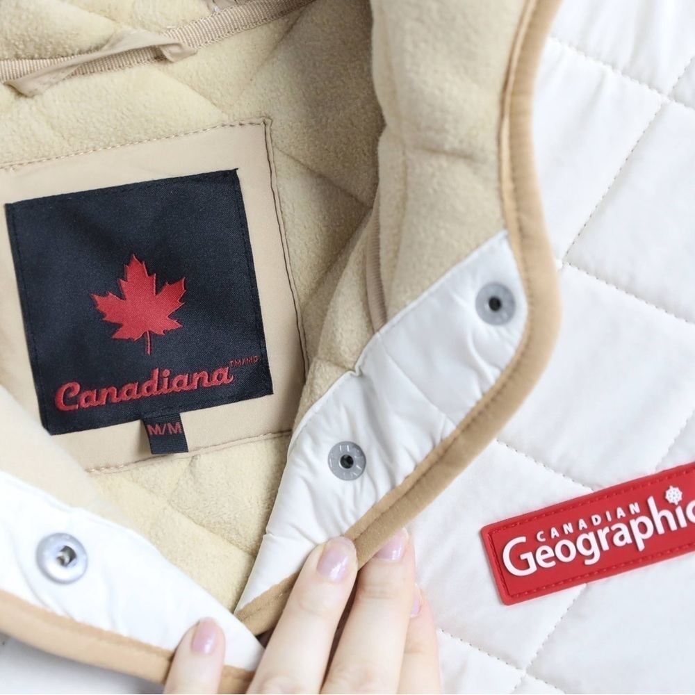 Canadiana x RCGS Women's Sherpa Popover Hoodie Jacket Shearling teddy quilted M - Picture 4 of 12